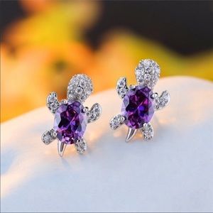 ❤️- “Just Keep Swimming “ turtle Diamond earri…